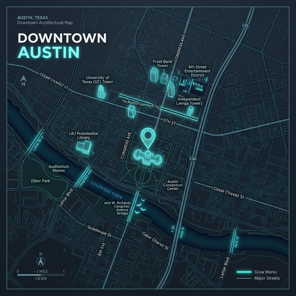 Map Coordinates downtown Austin, TX